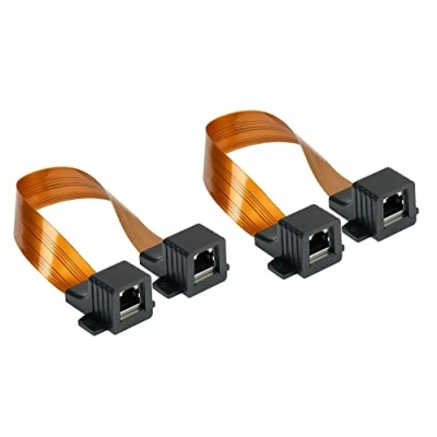 Abbildung von Good Connections RJ45 Ethernet LAN Tür /Fensterdurchführung 2er Spar Set, extrem flach beidseitig Buchse Gesamtlänge inkl. Stecker 25 cm, Flexible Länge 18 cm
