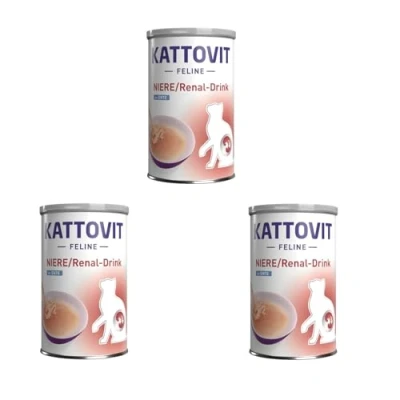 Abbildung von Kattovit Niere/Renal Drink Ente 3er Pack 3 x 135 ml Ergänzungsfuttermittel für ausgewachsene Katzen Fleischstückchen mit Zur Unterstützung der Nierenfunktion