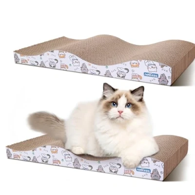 Abbildung von Nobleza 2 Stücke Katzen kratzbrett mit Minze, Wellpappe Kratzmatten, Recycelbar Qualitäts Pappe Kratzpad,Kratzpads Beidseitig Erhältlich