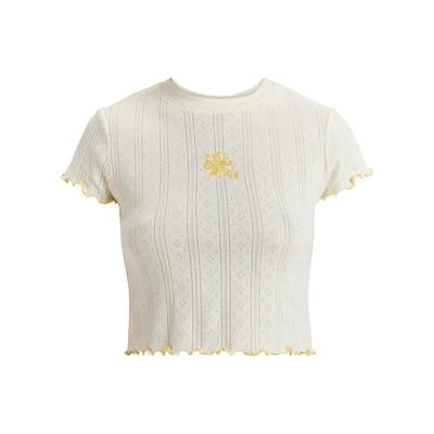 Abbildung von Roxy Pointelle BABY Tshirt print, Damen, Größe: Large, White