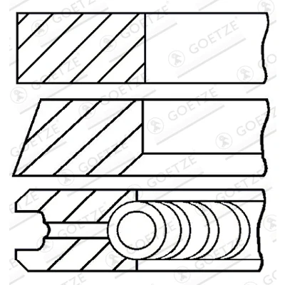 Abbildung von GOETZE ENGINE 08 432300 10 Kolbenringsatz 81 LKZ Ring VOLKSWAGEN: GOLF 6, Transporter 5 Bus, Touran I, AUDI: A4 B8 Avant, A3 Schrägheck, A5 Coupe