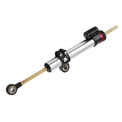 Abbildung von Qiilu Lenkungsdämpfer, CNC Aluminium Lenkungsdämpfer Stabilisator Motorrad Universal für MT10 MT 07 MT09 (lang)