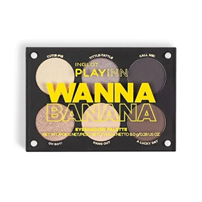 Abbildung von INGLOT PLAYINN Wanna Banana, Lidschattenpalette, Eine Kollektion von Sechs Einzigartigen Lidschatten, Drei Matte und Glänzende Volles Augen Make up, 8 g