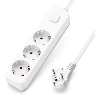 Abbildung von Aigostar Steckdosenleiste 3 Fach, Mehrfachsteckdose mit Schalter, Mehrfachstecker Verlängerungskabel 3m Kabel, Weiß