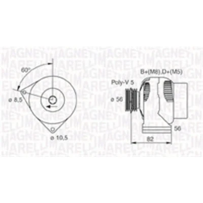 Abbildung von MAGNETI MARELLI 063731305010 Lichtmaschine 14V 70A FIAT: Ducato II Pritsche/Fahrgestell, Bus, Kastenwagen