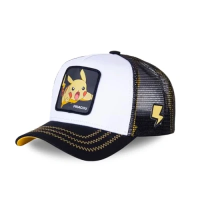 Abbildung von Tracker Kappe Herren Pokemon, Cap Herren, Pikachu, Luftiges Netzgewebe, Weiss, Einheitsgröße