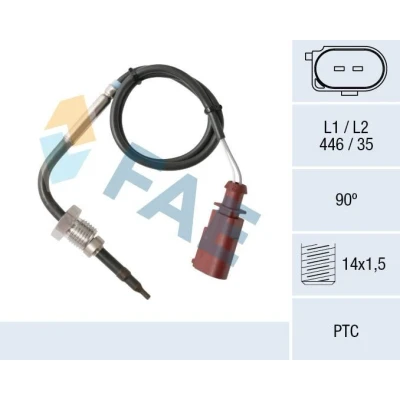 Abbildung von FAE 68011 Sensor, Abgastemperatur vor Rußpartikelfilter VOLKSWAGEN: Golf 5 Schrägheck, Plus / Crossgolf, Variant, AUDI: A3 Schrägheck