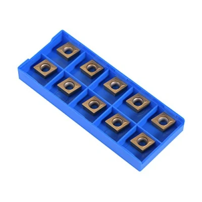 Abbildung von ASHATA CNC Hartmetalleinsätze, 10 stücke Hartmetallspitzen Wendeplatten Messerschneider Drehwerkzeug Mit Box (CCMT09t304 CCMT32.5)