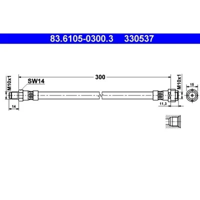 Abbildung von ATE 83.6105 0300.3 Bremsschläuche 300 M10x1 MERCEDES BENZ: ML Klasse