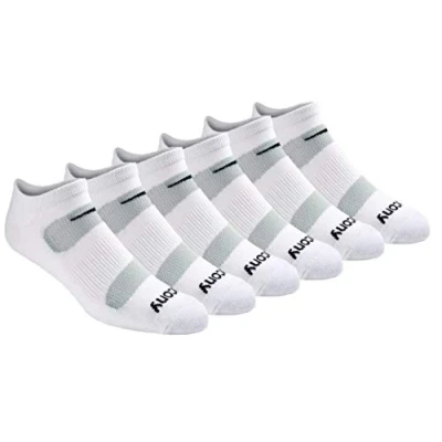 Abbildung von Saucony Herren Rundry Mesh Ventilating Comfort Fit Performance 6, 12, 18 Pairs No Show Socks, M XXL Laufsocken, Weiß (6 Paar), Large (6er Pack)