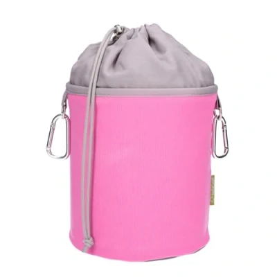 Abbildung von bellaCott Wäscheklammern Wäscheklammerbeutel Canvas mit 2 Karabinerhaken Pink Grau, auf links Waschbar bei 40 Grad/bügelbar, Trockner niedriger Stufe