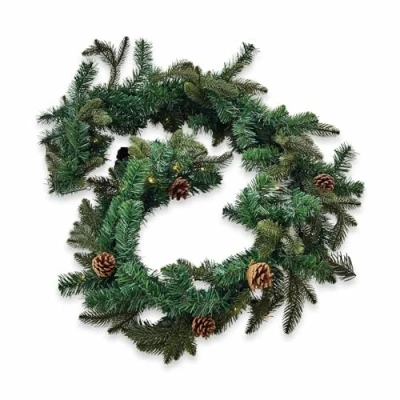 Abbildung von Loberon LED Girlande Irlos, mit echten Zapfen, naturnaher Look, Weihnachtsbeleuchtung, Weihnachtsdekoration, Weihnachten, PVC, Eisen, Kiefernzapfen, grün