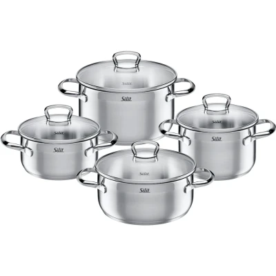 Abbildung von Silit Topf Set &quot;Toskana&quot;, Edelstahl 18/10, (Set, 8 tlg., je 1 Bratentopf Ø 16/20 cm, Fleischtopf cm), mit Glasdeckel, Induktion