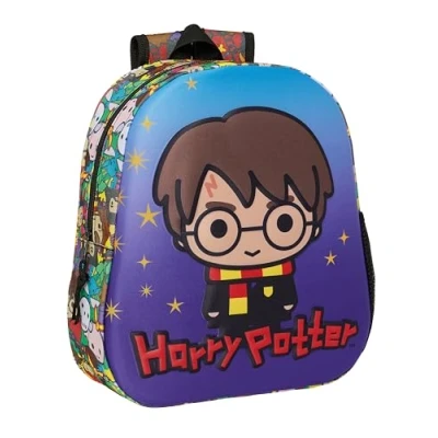 Abbildung von HARRY POTTER Schulrucksack mit 3D Design, anpassbar an den Wagen, ideal für Kinder verschiedener Altersgruppen, bequem und vielseitig, Qualität Widerstandsfähigkeit, 27 x 10 33 cm,