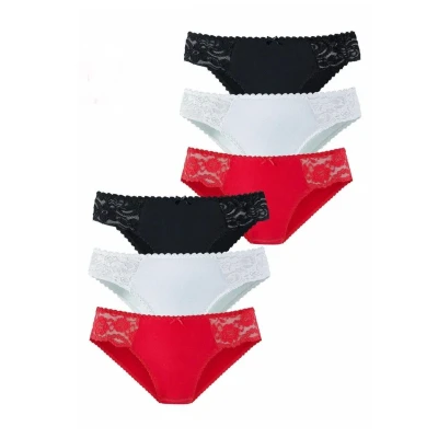 Abbildung von Lascana 6PACK Slip, Damen, Größe: 32/34, Rot /schwarz /weiß