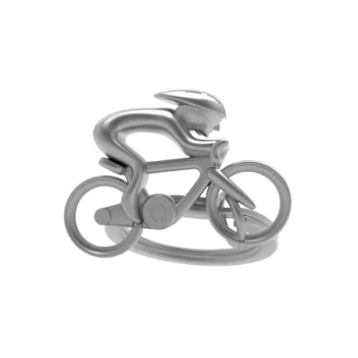 Abbildung von O meta[l]morphose METALMORPHOSE Schlüsselanhänger 3D Radfahrer Silber matt für Fahrradliebhaber Geschenk Olympische Spiele MTM069 01, chrom, L,