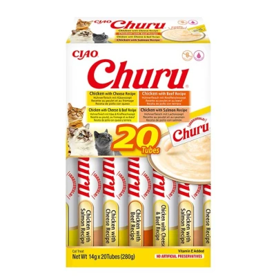 Abbildung von Inaba Churu Puree Katzensnack Multipack Huhn &amp; Rind 20 Stück