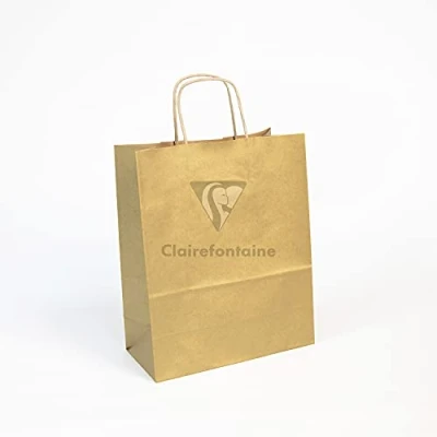 Abbildung von Clairefontaine 395705C Packung (mit 25 Geschenktaschen, Kraftpapier, 22 x 10 29 cm, ideal für Ihre Geschenke und Shopping) 25er Pack gold