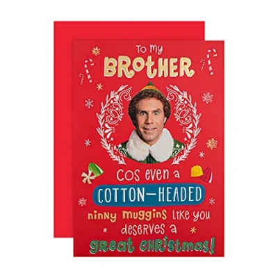 Abbildung von Hallmark Weihnachtskarte für Bruder Lustiges Warner Bros Elfen Design