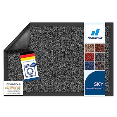 Abbildung von Floordirekt Schmutzfangmatte Rhine waschbare &amp; leistungsstarke Fußmatte Sauberlaufmatte mit Rutschfester Rückseite Türmatte für den Eingangsbereich (Anthrazit (meliert), 60 cm x 90 cm)