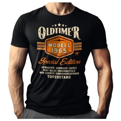 Abbildung von LOBO NEGRO® T Shirt als Geschenk zum 60. Geburtstag Oldtimer Modell 1964 in Topzustand