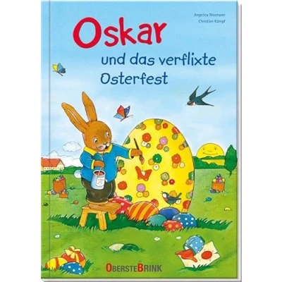 Abbildung von Oskar und das verflixte Osterfest: Der Osterhase braucht Hilfe beim Ostereier bemalen! Eine Tiergeschichte über Zusammenhalt anderen helfen. Bunter Kinderbuch Klassiker ab 3