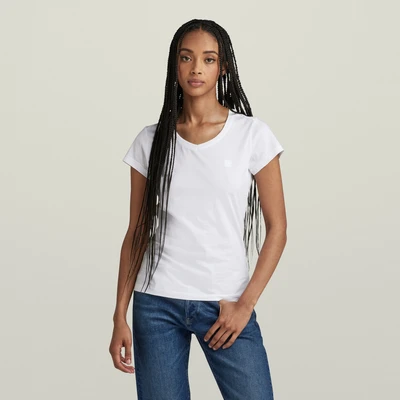 Abbildung von G Star RAW Damen Eyben Slim V Neck Top 2.0, Weiß (White D24533 4107 110), L