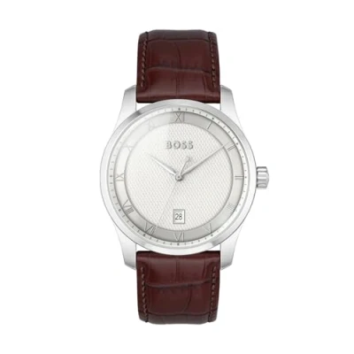 Abbildung von BOSS Principle Uhr brown/silvercoloured/white, Herren, Größe: One Size, Brown/silver coloured/white
