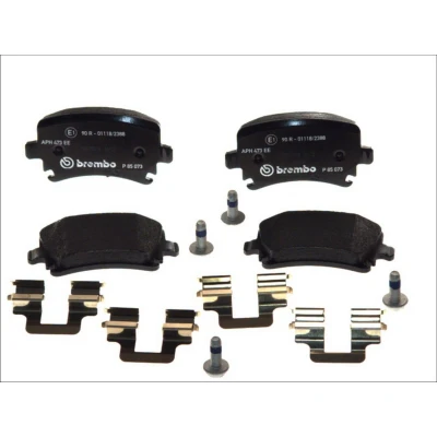 Abbildung von BREMBO P 85 073 Bremsbelagsatz für Verschleißwarnanzeiger vorbereitet mit Bremssattelschrauben Zubehör VOLKSWAGEN: Golf Plus / Crossgolf, Touran I