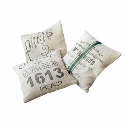 Abbildung von Loberon Kissen 3er Set Destry, französische Vintage Prints, formstabile Füllung, Zierkissen, Wohn Accessoires, Wohntextilien, Baumwolle, Polyester, weiß