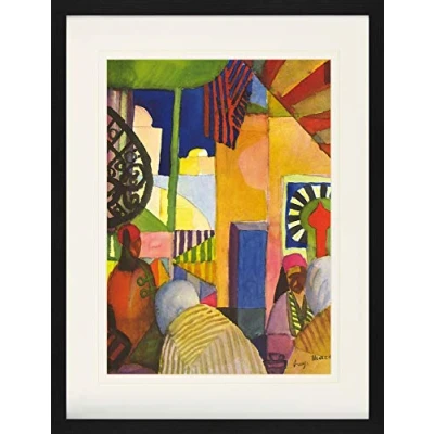 Abbildung von 1art1 August Macke Poster Im Bazar, 1914 Gerahmtes Bild Mit Edlem Passepartout Wand Bilder Bilderrahmen 80x60 cm