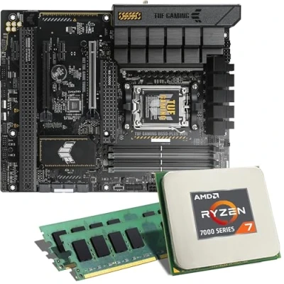 Abbildung von Mainboard Bundle AMD Ryzen 7 7700, 8X 3800 MHz, 16 GB DDR5 RAM, ASUS TUF Gaming B650 PLUS WiFi, 3X M.2 Port, PCIe 4.0 x16, USB 3.2 Gen2 Tuning Kit CSL PC Aufrüstkit