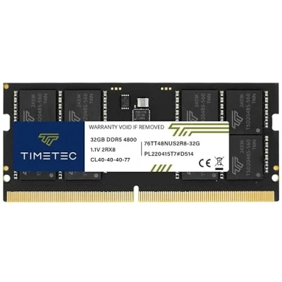 Abbildung von Timetec 32GB DDR5 4800MHz PC5 38400 Ungepuffert Non ECC 1.1V CL40 1Rx8 Single Rank 262Pin SODIMM Laptop Speicher RAM Modul Upgrade