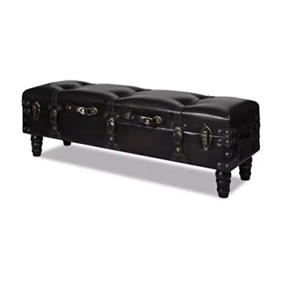 Abbildung von Festnight Sitztruhe Sitzbank Aufbewahrungstruhe Polsterbank für Wohnzimmer Schlafzimmer, Braun 111 x 34 37 cm