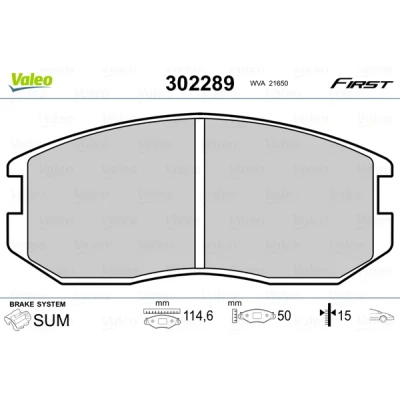 Abbildung von VALEO 302289 Bremsbelagsatz Vorderachse exkl. Verschleißwarnkontakt ohne Anti Quietsch Blech MITSUBISHI: COLT 5, Lancer 6 Limousine