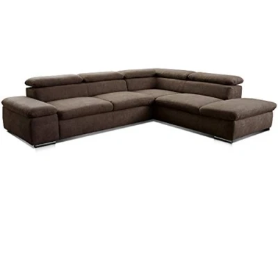 Abbildung von Cavadore Ecksofa Alkatraz / Modernes L Form Schlafsofa mit Bett, Ottomane und verstellbaren Kopfteilen Maße: 272 x 73 226 Webstoff, Braun