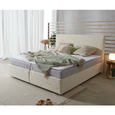 Abbildung von Boxspringbett Dream Well Plüsch Cord Beige 180x200 cm Bonell Matratze PU Topper