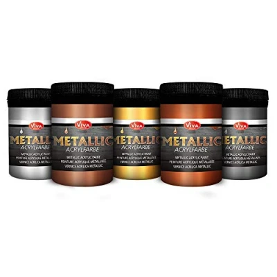 Abbildung von Viva Decor Acrylfarbe Metallic Acrylfarben Set, 5 x 100 ml