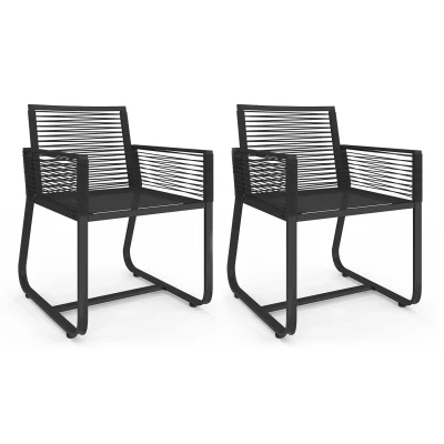 Abbildung von IDMarket Set mit 2 Gartensesseln Odessa, Metall und Seil, schwarz