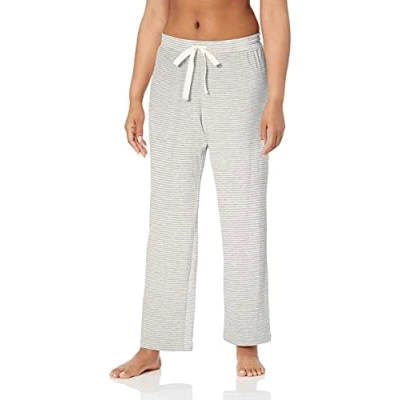 Abbildung von Amazon Essentials Damen Leichte Lounge Pyjamahose aus Terry Frottee, Hellgrau Weiß Streifen, S