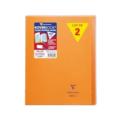 Abbildung von Clairefontaine 981609C Packung mit 10 Heften Koverbook DIN A4+, 24x32cm, 48 Blatt kariert Rand, 90g, Einband PP, Orange, 1 Pack