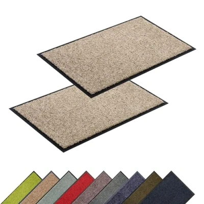 Abbildung von ASTRA Hochwertige Schmutzfangmatte Fussmatte innen bei 30 C waschbare Fußmatte Rutschfester Läufer Schuhablage Flur Sand 60x90 cm 2er Set
