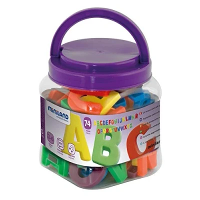 Abbildung von Miniland 97922 Jumbo Buchstaben magnetisch/Behälter 74 Teile.