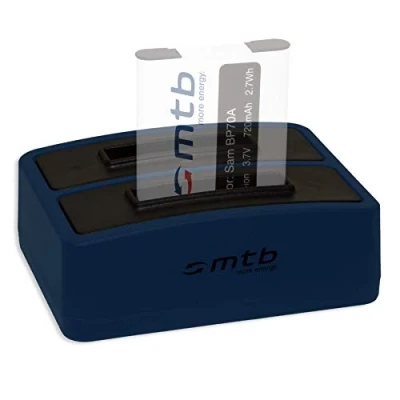 Abbildung von Dual Ladegerät (USB) EA BP70A, BP 70 A für Samsung ES.. PL.. ST.. TL.. WB.. kompatible Geräte Siehe Liste! inkl. Micro USB Kabel (2 Akkus gleichzeitig ladbar)