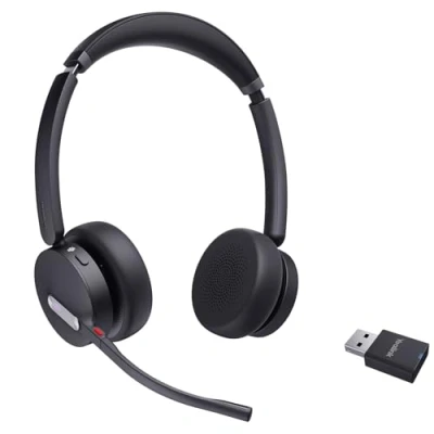Abbildung von Yealink WH64 Hybrid Dual Teams Headset inkl. Dongle Technologie, Optimiert für Microsoft Teams, Zwei Ohr Design, Geräuschunterdrückung, USB