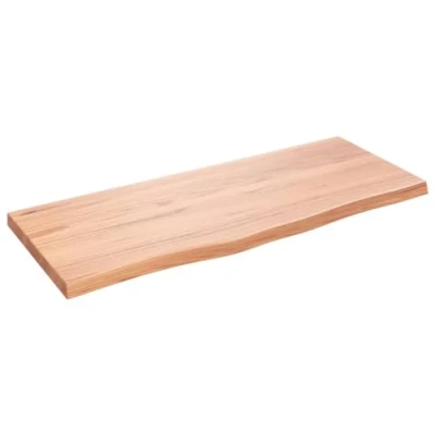 Abbildung von vidaXL Waschtischplatte, Tischplatte für Badezimmer, Massivholzplatte mit Naturkante, Holzplatte Arbeitsplatte Bad Waschtischkonsole Platte, Hellbraun Massivholz Behandelt