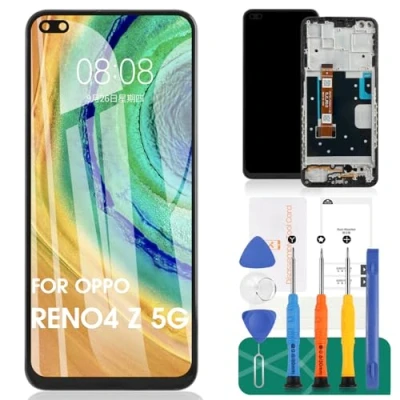 Abbildung von LCD Display für Oppo Reno4 Z 5G Reno 4 Touchscreen 4Z Touch CPH2065 Digitizer (Schwarz, mit Rahmen)
