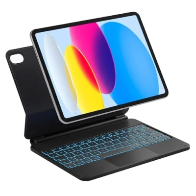 Abbildung von Inateck NeoMagic Magnetische Tastatur Hülle für iPad 10 Generation 10,9 Zoll,11 2025 A16 11 Zoll,Tastatur mit Touchpad, Freitragender Ständer, 7 Farbige Hintergrundbeleuchtung,KB09119