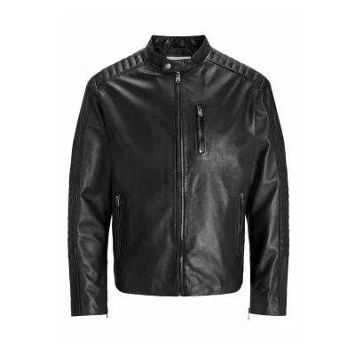 Abbildung von Jack &amp; Jones Lederjacke, Herren, Größe: Small, Black