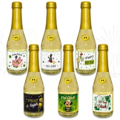Abbildung von 6x Piccolo 0,2l Geschenk zu Silvester Sekt 2025 Silvestergeschenk zum Jahreswechsel: happy new year Viel Glück Guten Rutsch Prost Neujahr, Secco Beerenperlwein halbtrocken 8% vol.